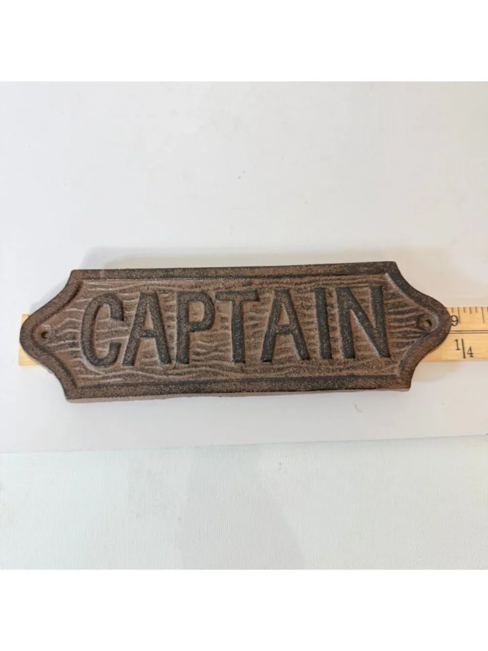 Vintage Cast Iron Captain Sign Nautical Wall Plaque Rustic Decor